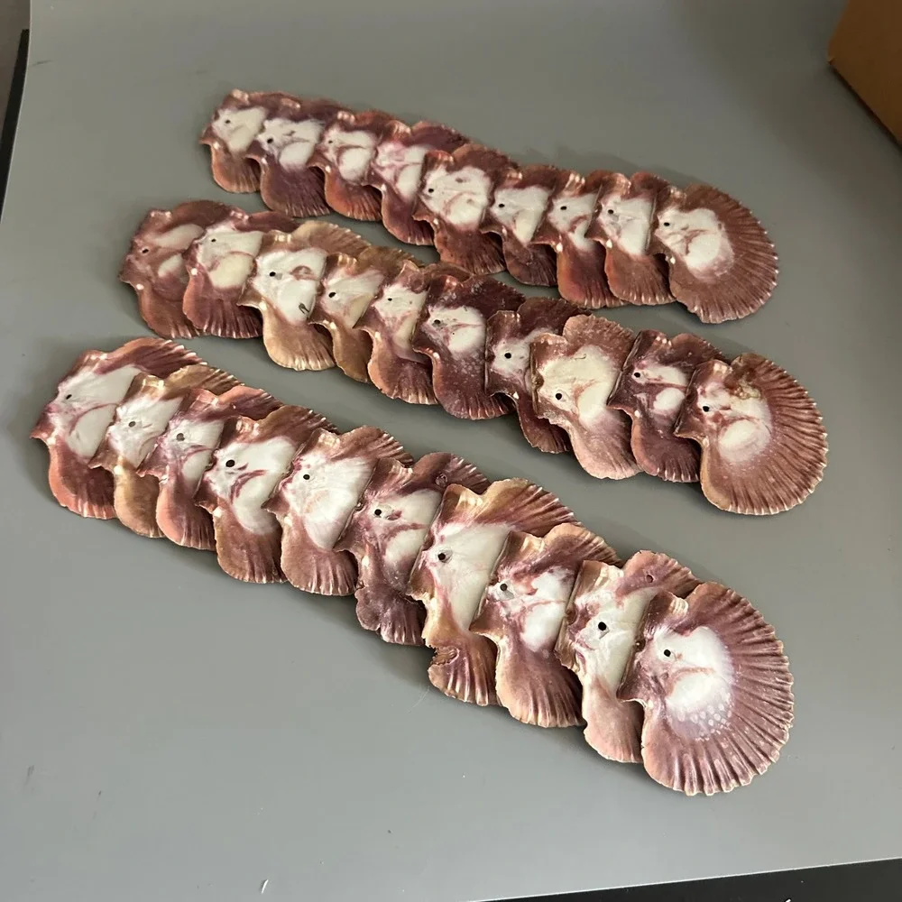 29pc Natural Purple Scallop Shells Pre-Drilled Hole Bulk Sea Shells for Crafts